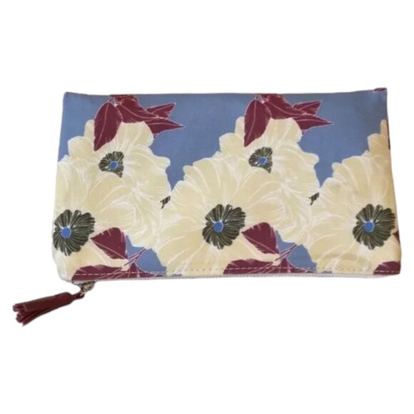 Rachel Pally Reversible Floral Leather Clutch Handbag Tassel Zipper Pull - Picture 9 of 9